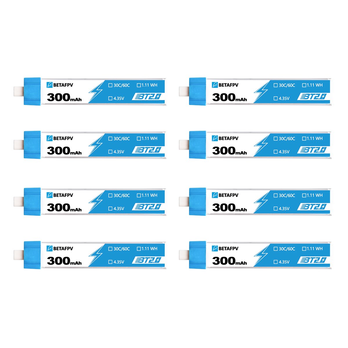 BetaFPV BT2.0 300mAh 1S 30C Battery (pack of 8) - Unmanned Tech UK FPV Shop